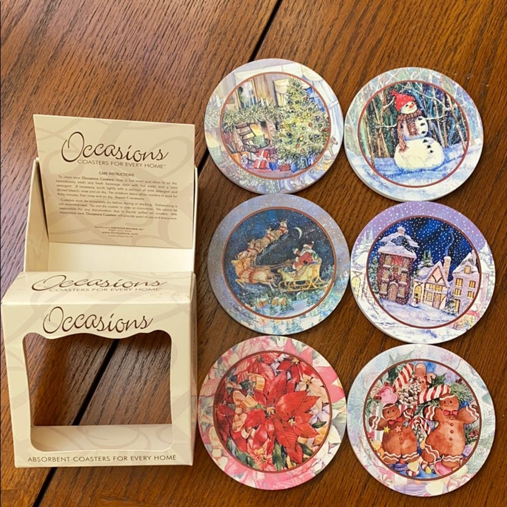 Thirstystone 6 absorbent Christmas coasters - New